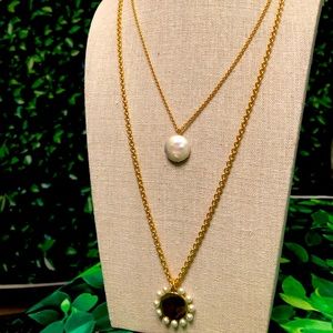 NWT J.Crew Gold Layered Mother of Pearl Necklace